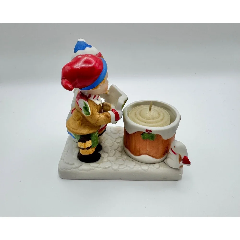 1982 Fine Porcelain Vintage‎ Carolers Candle Holder Christmas Collectible